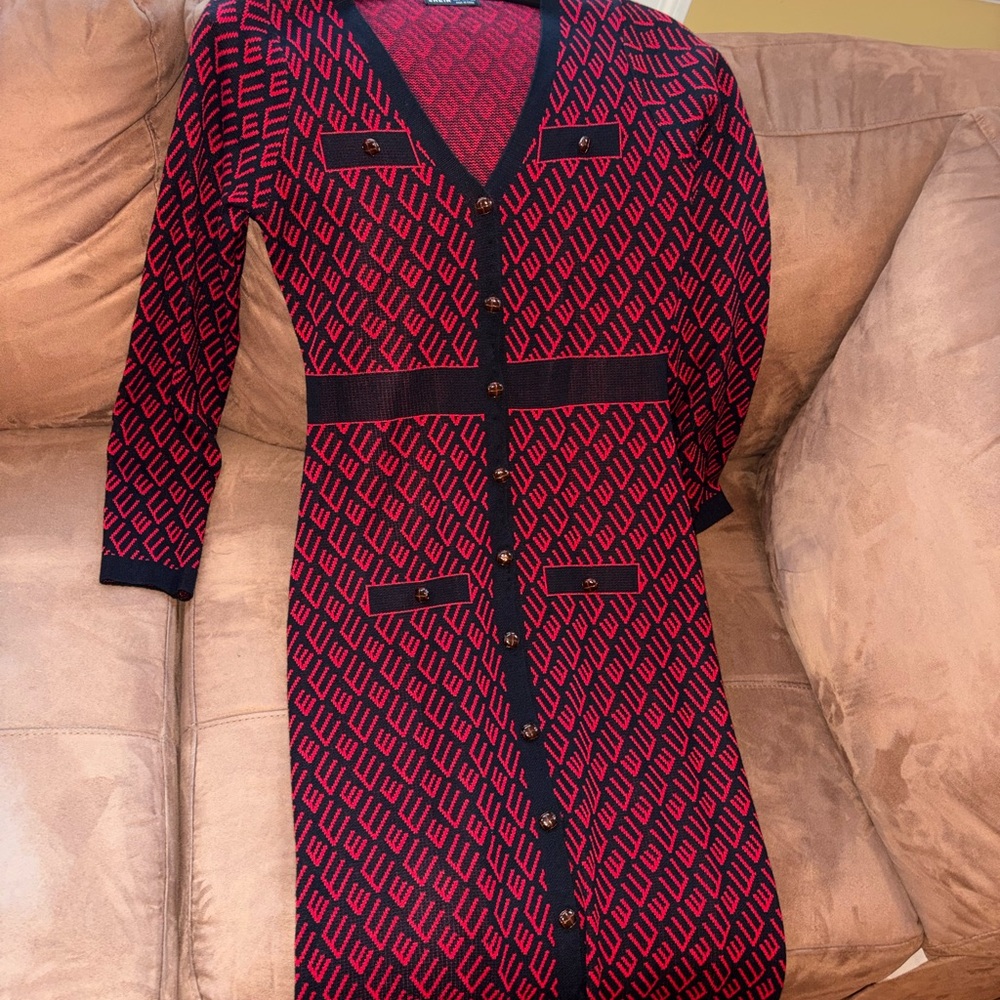 SHEIN Red and Black Knit Dress
